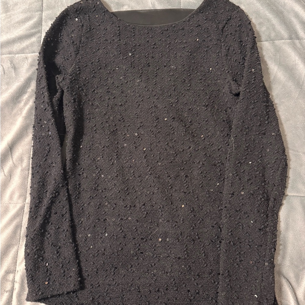 Jennifer Lopez Black Textured Sweater